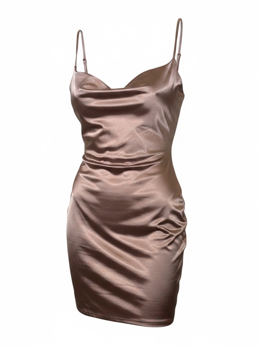 Fashion Nova Satin Slip Dress in Mauve Taupe